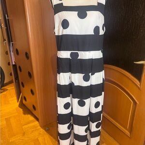 Zara Black and White Polka Dot Midi Dress Sz XXL